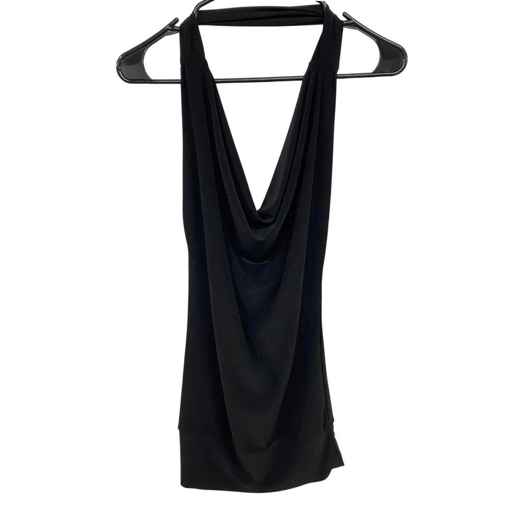 Y2K Black Cowl Neck Halter Top S Draped Sleeveless Going Out Mallcore Clubwear